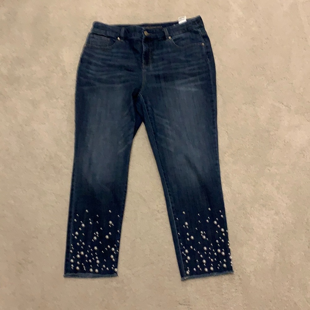 Chico’s pearl detail “so slimming” jeans